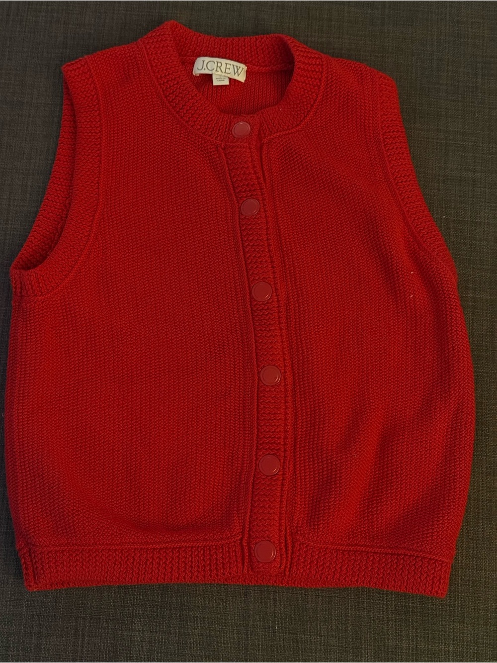 J. Crew Red Knit Button-Front Vest